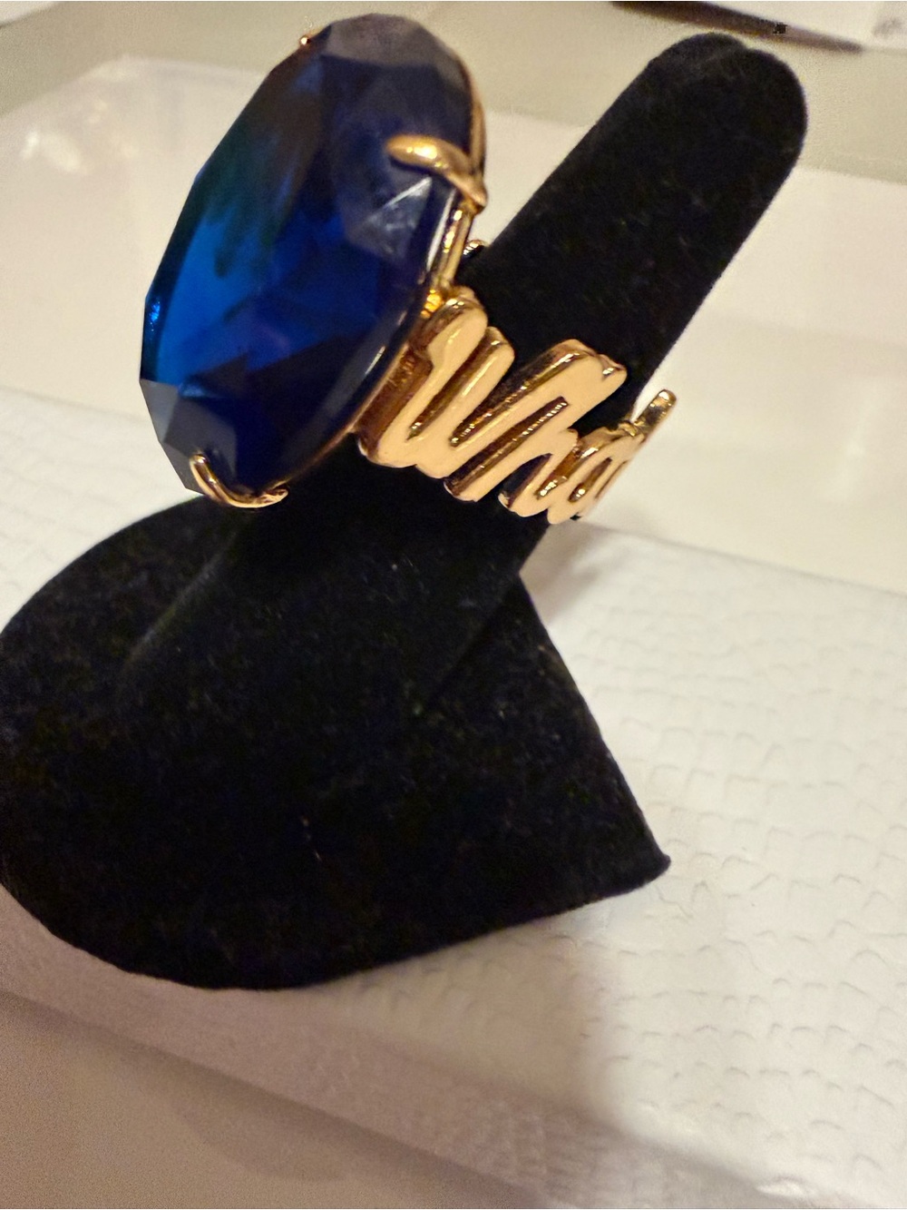 Kate Spade “what a gem” Bold sapphire blue cocktail ring